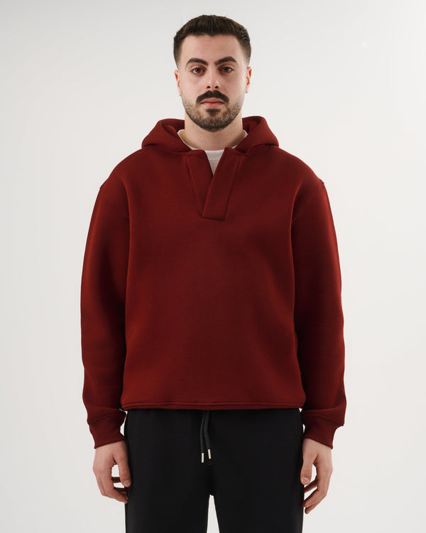 Burgundy V-Cut Hoodie