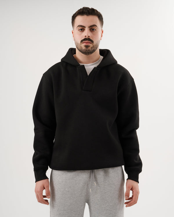 Black V-Cut Hoodie